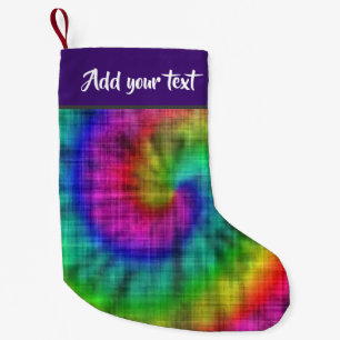 Tie dye textile patterned small christmas stocking
