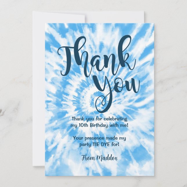 Tie Dye Thank you Card Blue (Front)