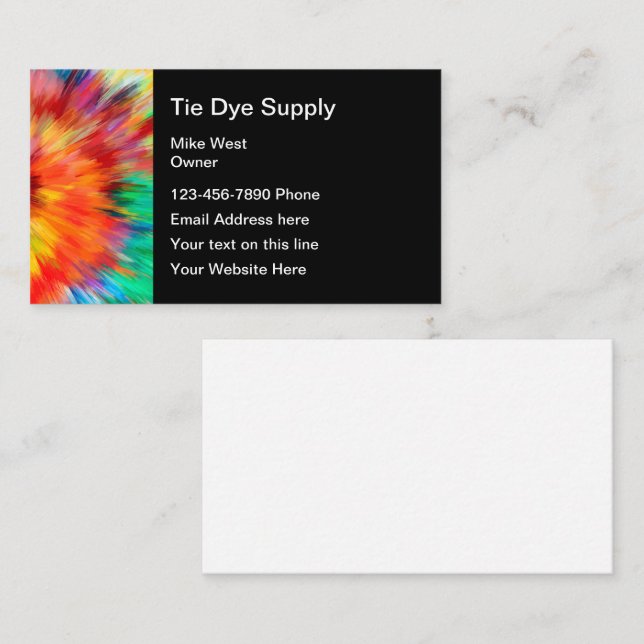 Tie Dye Theme Colourful Abstract Business Card (Front/Back)