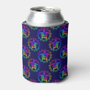 Tie Dye Tribal Turtle Moari Sun Blue Can Cooler