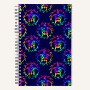 Tie Dye Tribal Turtle Moari Sun Blue Notebook