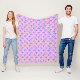 Tie Dye Tribal Turtle Moari Sun Pink Fleece Blanket