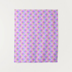 Tie Dye Tribal Turtle Moari Sun Pink Tapestry