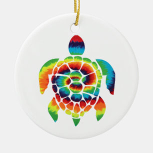 Tie Dye Turtle Ceramic Tree Decoration