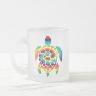 Tie Dye Turtle     Frosted Glass Coffee Mug