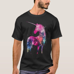Tie-Dye Unicorn Colorful Pink Horse Silhouette Mag T-Shirt