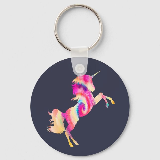 Tie Dye Unicorn Key Ring (Front)