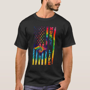 Tie Dye Us American Flag Nurse Life Cute Nurse App T-Shirt