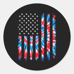 Tie Dye Usa Flag American Patriotic Flag 4th Of Ju Classic Round Sticker