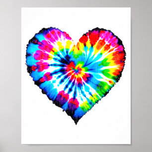 Tie Dye Valentines Colorful Hearts Day Men Women K Poster