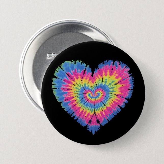 Tie Dye Valentines Colourful Hearts Day  7.5 Cm Round Badge (Front & Back)
