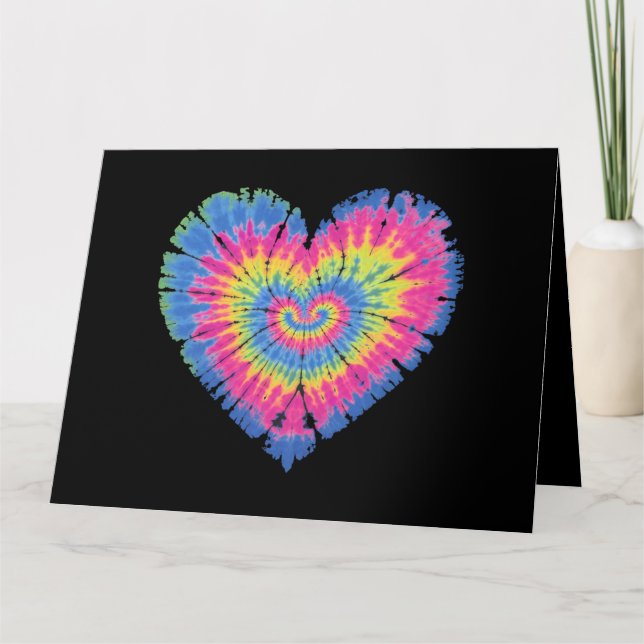 Tie Dye Valentines Colourful Hearts Day  Card (Front)