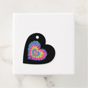 Tie Dye Valentines Colourful Hearts Day Favour Tags