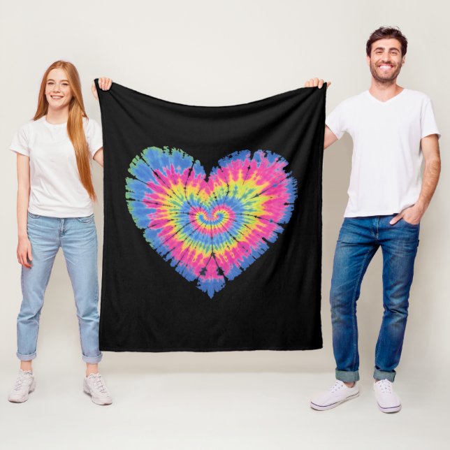 Tie Dye Valentines Colourful Hearts Day  Fleece Blanket (In Situ)