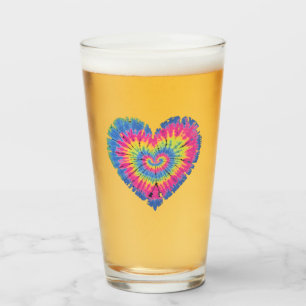 Tie Dye Valentines Colourful Hearts Day Glass