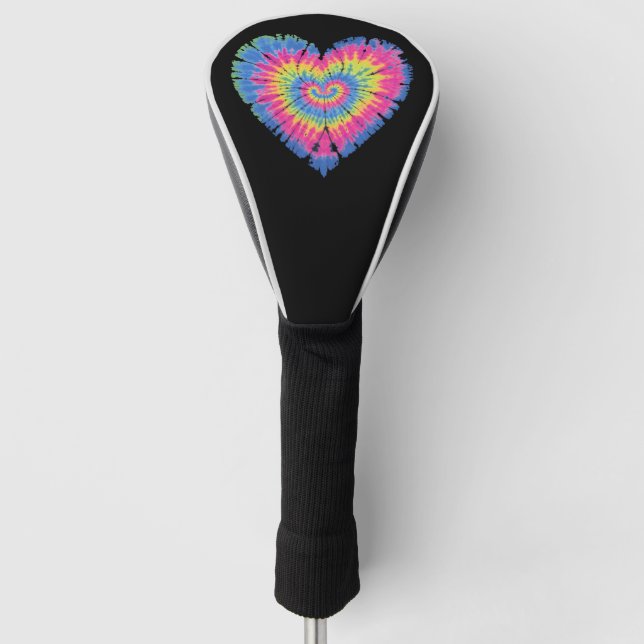 Tie Dye Valentines Colourful Hearts Day  Golf Head Cover (Front)