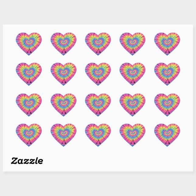 Tie Dye Valentines Colourful Hearts Day  Heart Sticker (Sheet)