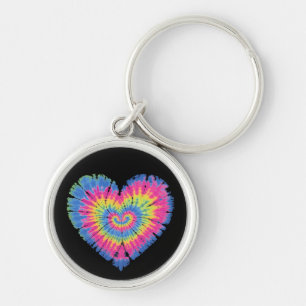 Tie Dye Valentines Colourful Hearts Day Key Ring