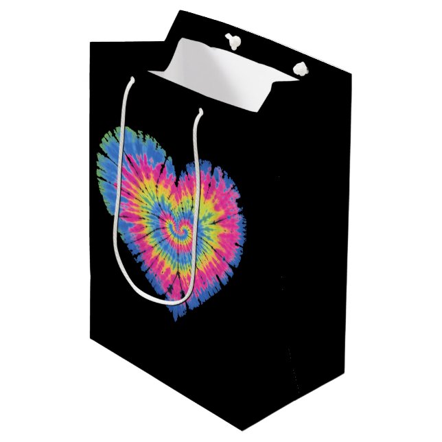 Tie Dye Valentines Colourful Hearts Day  Medium Gift Bag (Front Angled)