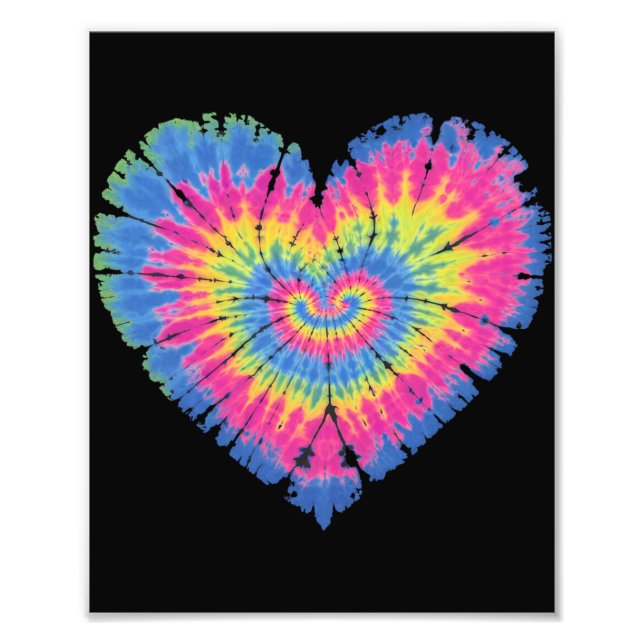 Tie Dye Valentines Colourful Hearts Day  Photo Print (Front)