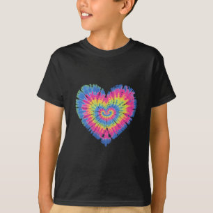 Tie Dye Valentines Colourful Hearts Day T-Shirt