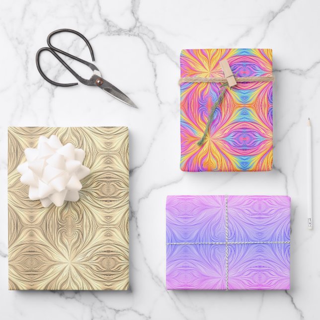 Tie-Dye Vintage Retro Colourful 90s Wrapping Paper Sheet (Front)