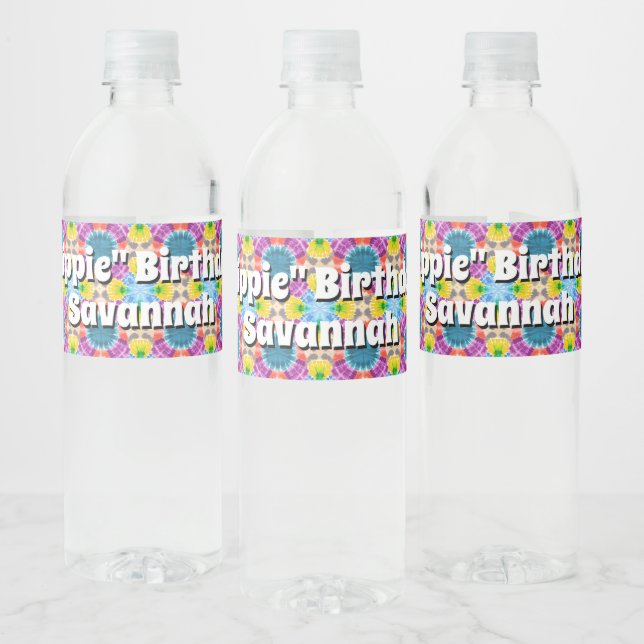 Tie-dye Water Bottle Label (Bottles)