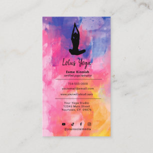 Tie-Dye Watercolor Yoga Studio Instructor Modern Business Card