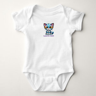 Tie Dye Wide Eye Cartoon Kitty Cat Says Love Me Baby Bodysuit