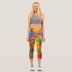 TIE DYE WIND ABSTRACT CAPRI LEGGINGS