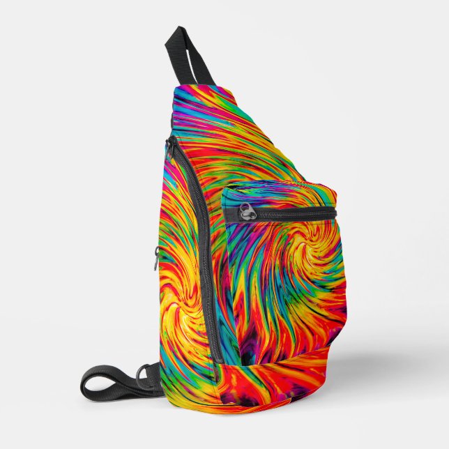 TIE DYE WIND ABSTRACT SLING BAG (Left Corner)