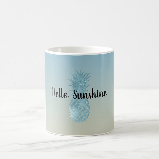 Tie Dye Yellow Aqua Pineapple Coffee Mug (Center)