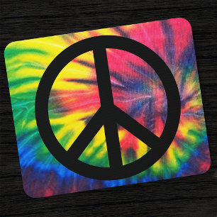 Tie Dyed Black Peace Sign Mouse Mat