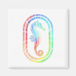 Tie Dyed Colours Tribal Seahorse Magnet