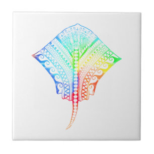 Tie Dyed Colours Tribal Stingray Tile