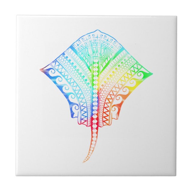 Tie Dyed Colours Tribal Stingray Tile (Front)