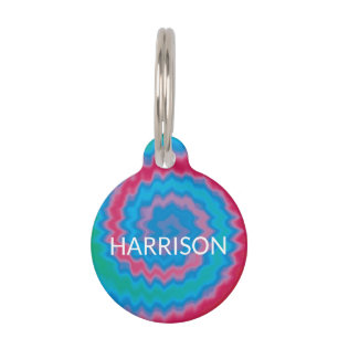Tie Dyed custom dog Name contact Info cute Pet Tag