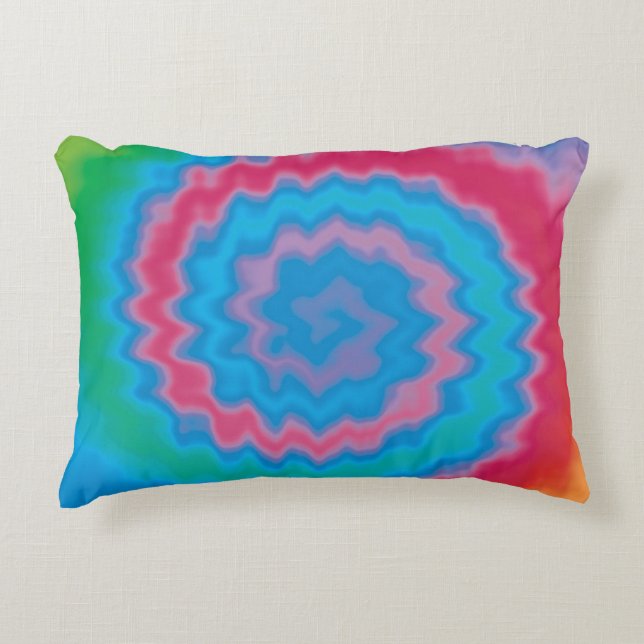 Tie dyed groovy funky retro swirl pattern cool decorative cushion (Front)