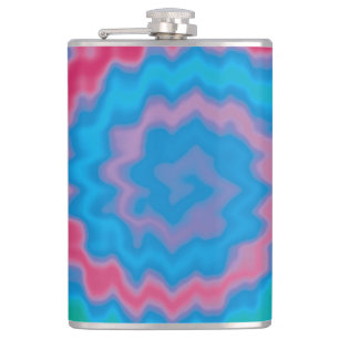 Tie dyed groovy funky retro swirl pattern cool hip flask