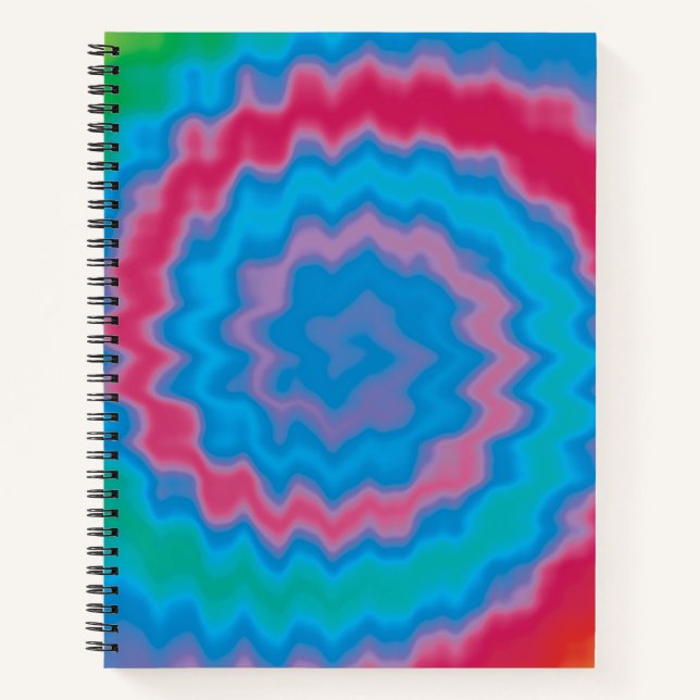 Tie dyed groovy funky retro swirl pattern cool notebook (Front)