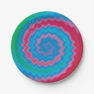 Tie dyed groovy funky retro swirl pattern cool paper plate