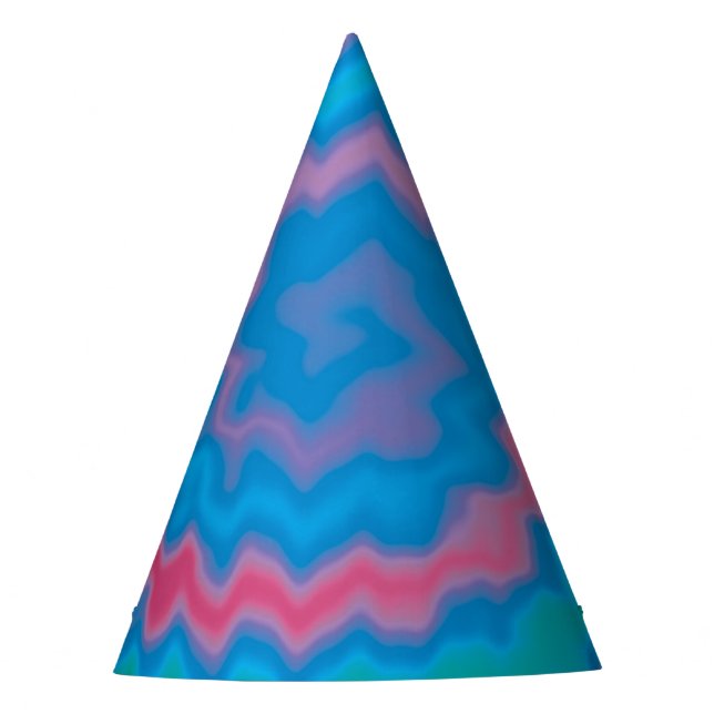Tie dyed groovy funky retro swirl pattern cool party hat (Front)