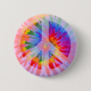 Tie Dyed Peace Sign Button