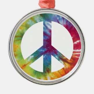Tie Dyed Peace Sign Metal Tree Decoration