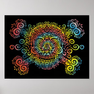 Tie-Dyed Sugar Skull Poster