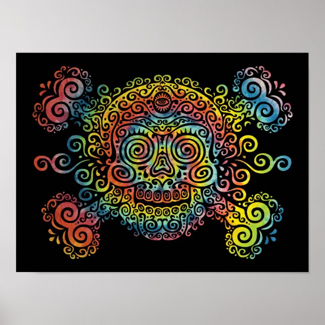 Tie-Dyed Sugar Skull Poster (Front)