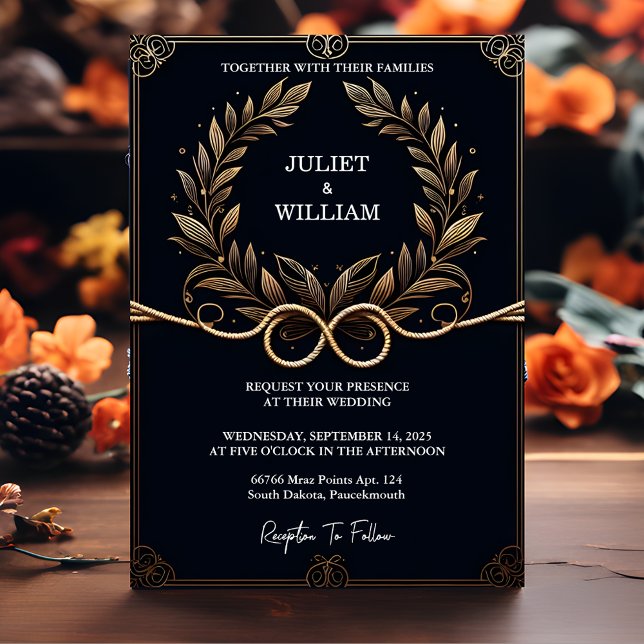 Tie Floral Cute Rope We Are Tying The Knot Wedding Invitation (Creator Uploaded)