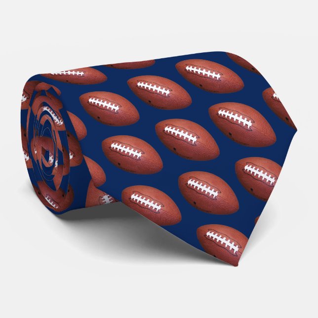Tie, Football, Blue Background Tie (Rolled)