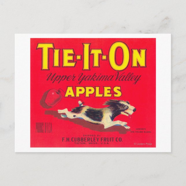 Tie It On Apple Label (red) - Tieton, WA Postcard (Front)