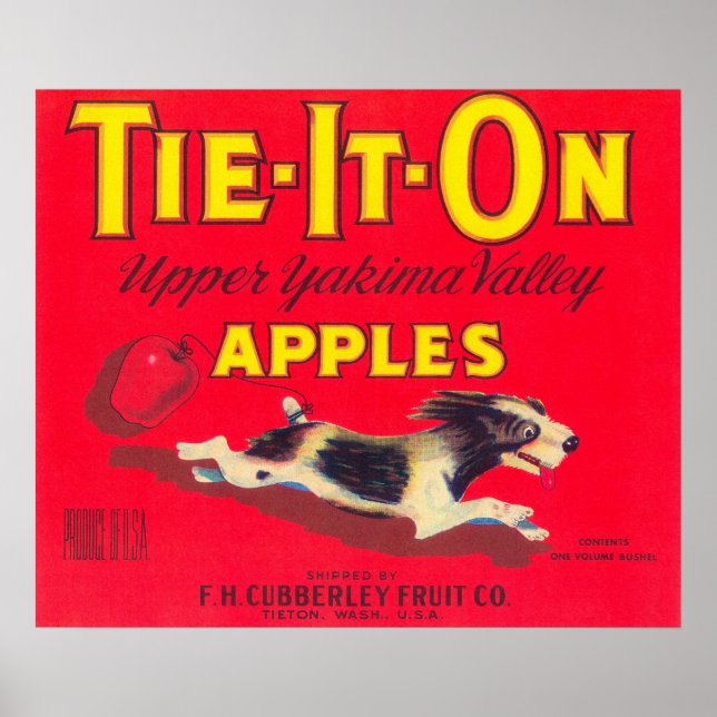 Tie It On Apple Label (red) - Tieton, WA Poster (Front)